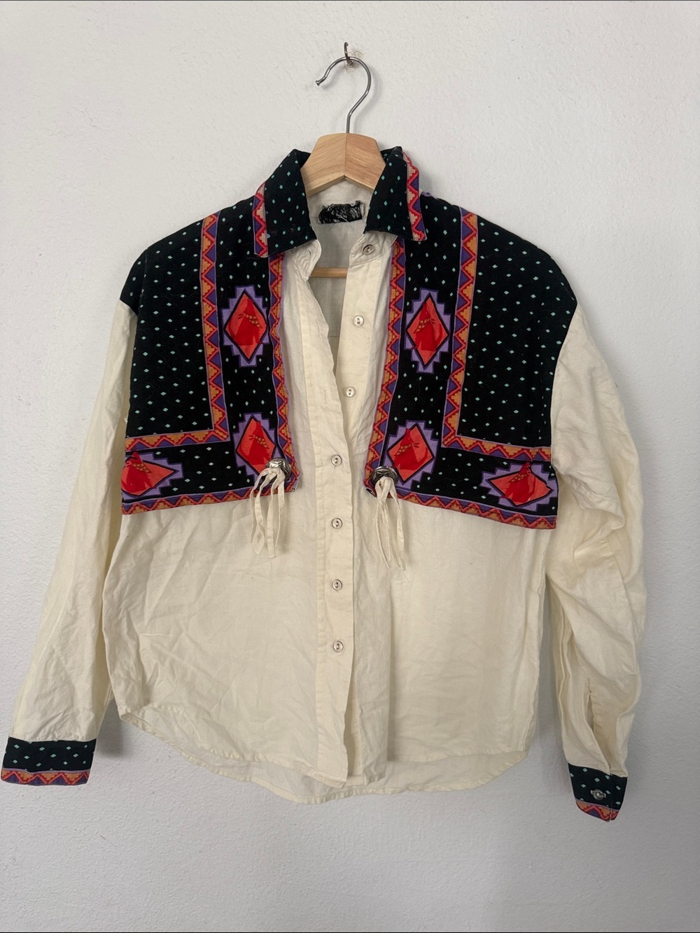Women Ivory Western-Style pattern Shirt size S